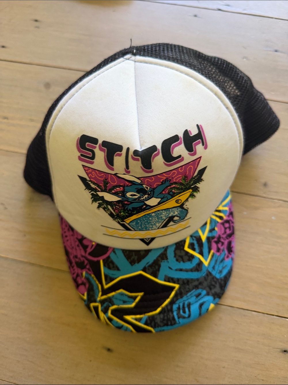 Disney Stitch Kids Trucker Hat - White, Black, Pink, Blue, Yellow